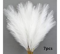 (White) 7pcs Faux Pampas Grass Bouquet, 22in/55cm Tall Fabric Flower Arrangement for Home & Outdoor Decor