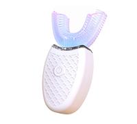 (White, 8-15Years) Electric Toothbrush U-Shaped Ultrasonic Silicone 360 Degrees Automatic Blue Light Toothbrush for Home Use
