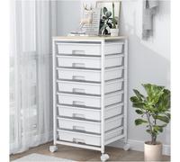 (White) 8 Drawer Rolling Storage Trolley, Practical Storage Cart with Lockable Wheels with Plastic Drawers, Multipurpose Mobile Organizer