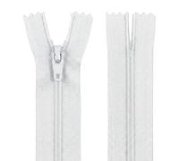 White 8 Inch 20.3 cm Nylon Dressmaking Zip, Closed End, Size No #3, Auto Lock Pull, Standard Sewing & Craft Zipper - Perfect for Clothes, Bags, Cushions, Pockets & More - Giddy Square