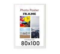 White 80 x 100 cm Poster Frames - 31x40 Inch Frame- Large MDF Wooden Frames - Both Ways Wall Hanging Wall Gallery Living Room Poster Picture Frame With Styrene Shatterproof Perspex Sheets