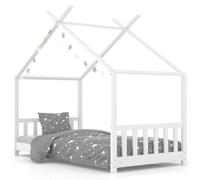 Solid Pine Wood Kids Bed Frame White 80x160cm Toddler Beds Furniture vidaXL