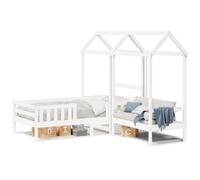 (white, 80 x 200 cm) vidaXL Bed and Bench Set with Roof Kids Bed Frame Bed Base Solid Wood Pine