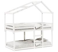 (white, 80 x 200 cm) vidaXL Bunk Bed with Roof Bed Frame Kids Twin Sleeper 80x200cm Solid Wood Pine
