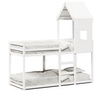 (white, 80 x 200 cm) vidaXL Bunk Bed with Roof Children Bed Frame White 75x190 cm Solid Wood Pine