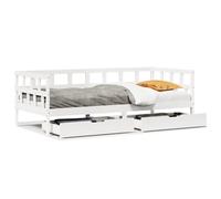 Daybed with Drawers Solid Pinewood White 80 x 200 cm Rustic Guest Sofa Bed Frame