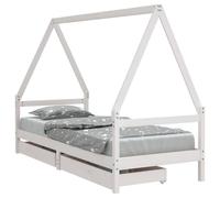 (white, 80 x 200 cm) vidaXL Kids Bed Frame with Drawers Bed Base Children's Bed Solid Wood Pine