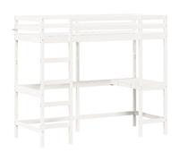 (white, 80 x 200 cm) vidaXL Loft Bed with Desk Kids Bedroom Bed Frame Bunk Bed Solid Wood Pine