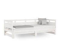 vidaXL Pull-out Day Bed White Solid Wood Pine 2x(80x200) cm, White