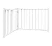 vidaXL Dog Gate Foldable 2 Panels Fence - White Solid Fir Wood, 80 x 60 cm Each Panel, No Installation Required