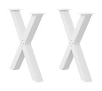 (white, 80 x (72-73) cm (80 mm)/ 2 pcs) vidaXL Dining Table Legs X-Shaped Desk Legs Kitchen Metal Furniture Legs Steel