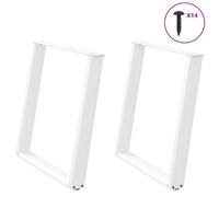 Table legs U-shaped 80x(72-73)cm White powder-coated steel adjustable pair incl