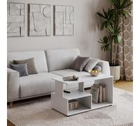 Urbn-Living Urbnliving 80Cm Height White Wooden Side Coffee Table With Storage Shelves Tv Stand