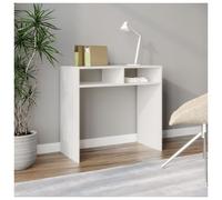 (White) 80cm Wood Console Table PC Laptop Desk Office Hallway 2 Storage Shelves
