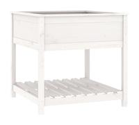 vidaXL Planter with Shelf White 82.5x82.5x81 cm Solid Wood Pine UK HOT