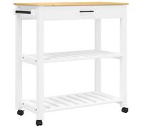 (white, 84 x 40 x 90 cm) vidaXL Kitchen Trolley Rolling Cart Storage Cart Trolley MONZA Solid Wood Pine