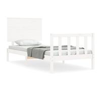 (white, 90 x 190 cm) vidaXL Bed Frame Bed Base with Headboard Honey Brown Small Double Solid Wood