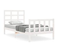 (white, 90 x 190 cm) vidaXL Bed Frame Bed Base Wooden Bed with Headboard Black King Size Solid Wood