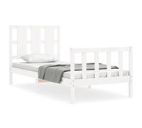 (white, 90 x 190 cm) vidaXL Bed Frame Bed Base Wooden Bed with Headboard Black King Size Solid Wood