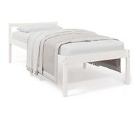 Bed Frame White Solid Pine 3ft Single Platform Slatted Frame with Headboard Mini [EEK: A]