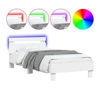 vidaXL Bed Frame without Mattress with LED Lights White 90x190 cm Single (838743), White