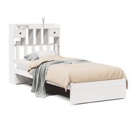 (white, 90 x 190 cm) vidaXL Bookcase Bed without Mattress Bed Base Solid Wood Pine