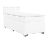 (white, 90 x 190 cm) vidaXL Box Spring Bed with Mattress Bedroom Bed Frame Bed Base Faux Leather