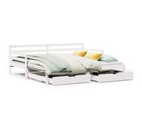 (white, 90 x 190 cm) vidaXL Daybed with Trundle & Drawers Sofa Bed Solid Wood Pine
