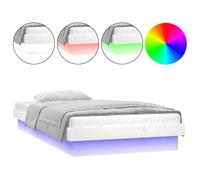 (white, 90 x 190 cm) vidaXL LED Bed Frame Mattress Foundation Bedstead Platform Bed Base Solid Wood