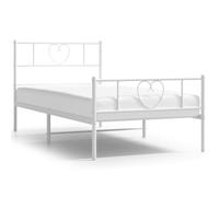 (white, 90 x 190 cm/with headboard & footboard) vidaXL Metal Bed Frame with Headboard Bed Base Bedstead Black 90x190 cm Single