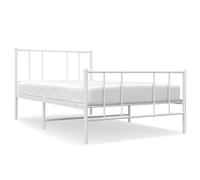 (white, 90 x 190 cm/with headboard & footboard) vidaXL Metal Bed Frame with Headboard Bed Base Mattress Foundation Bedstead