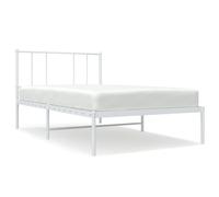 (white, 90 x 190 cm/with headboard) vidaXL Metal Bed Frame with Headboard Bed Base Mattress Foundation Bedstead
