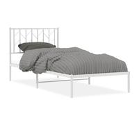 (white, 90 x 190 cm/ with headboard) vidaXL Metal Bed Frame with Headboard Mattress Foundation Black 80x200 cm