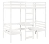 (white, 90 x 190cm cm) vidaXL Loft Bed Frame with Desk and Chairs Children's Bunk Bed Solid Wood Pine