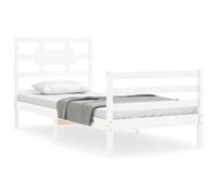 (white, 90 x 200 cm) vidaXL Bed Frame Bed Base Platform Bed with Headboard Small Single Solid Wood