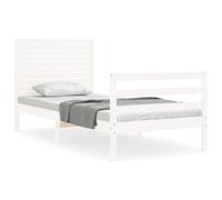 (white, 90 x 200 cm) vidaXL Bed Frame Bed Base with Headboard Honey Brown Small Double Solid Wood