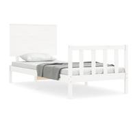 (white, 90 x 200 cm) vidaXL Bed Frame Bed Base with Headboard Honey Brown Small Double Solid Wood