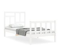 (white, 90 x 200 cm) vidaXL Bed Frame Bed Base Wooden Bed with Headboard Super King Size Solid Wood