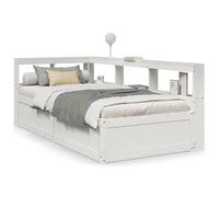 (white, 90 x 200 cm) vidaXL Bookcase Bed without Mattress Wax Brown 200x200cm Solid Wood Pine bed