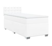 vidaXL Box Spring Bed with Mattress White 90x200 cm Faux Leather (3286105), White