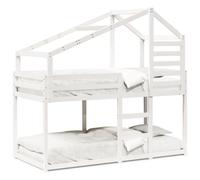 (white, 90 x 200 cm) vidaXL Bunk Bed with Roof Bed Frame Kids Twin Sleeper 90x190cm Solid Wood Pine