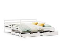 vidaXL Daybed with Trundle and Drawers without Mattress White 90x200 cm