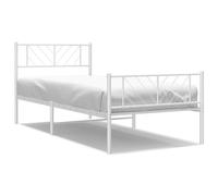 (white, 90 x 200 cm/with headboard & footboard) vidaXL Metal Bed Frame Bedroom Platform Bed Base Bedstead Mattress Foundation