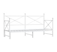 vidaXL Daybed with Trundle without Mattress White 90x200 cm Steel, White