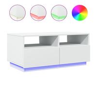 vidaXL Coffee Table with LED Lights White 90x49x40 cm
