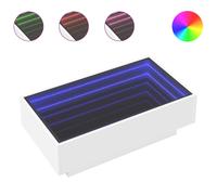 vidaXL Coffee Table with LED Infinity Mirror, White Engineered Wood, 90x50x30 cm - Modern Multipurpose Table Ideal for Living Room/Bedroom - Side/End Table with USB Connector