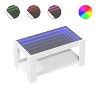 vidaXL Coffee Table with LED White 93x53x45 cm Engineered Wood, White