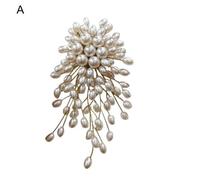 (white, A) Small Delicate Brooch Pin Beautiful Luxury Faux Pearls Decor Lapel Badge
