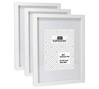White A4 Photo Frames set of 3 with Mount for A5(6 x 8 ''), A4 Gallery Wooden Boxed Picture Frame With Mount for A5, 6 X 8'' picture frames