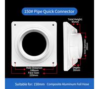 White ABS Air Duct Flange 100mm for Spiral Lock Design White(100mm) | Spiral-in locking mechanism, tool-free assembly, secure fit for foil ducts, quick install, white finish